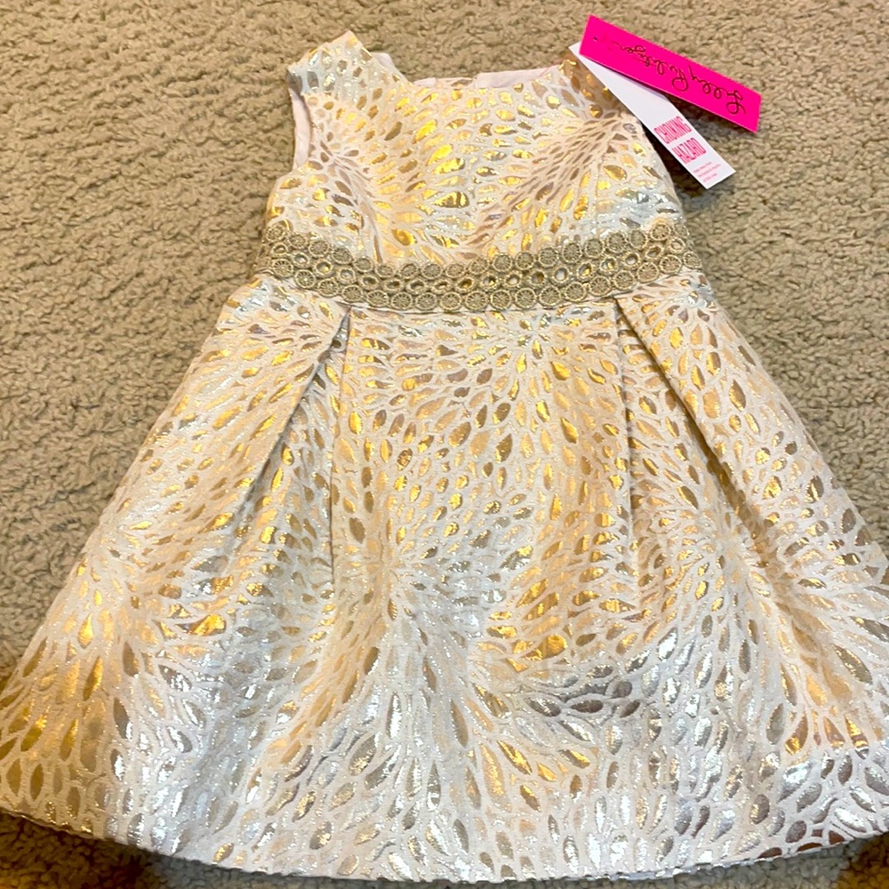 NWT 3T gold jacquard dress Lilly Pulitzer